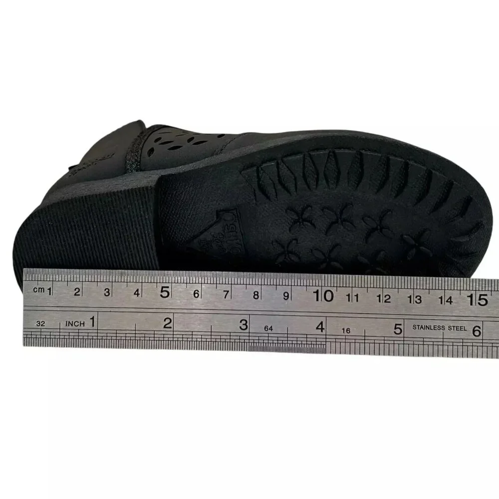 OshKosh B'Gosh Girl's Estell‎ Ankle Boots Size 7 Black Glitter Accent Side Zip